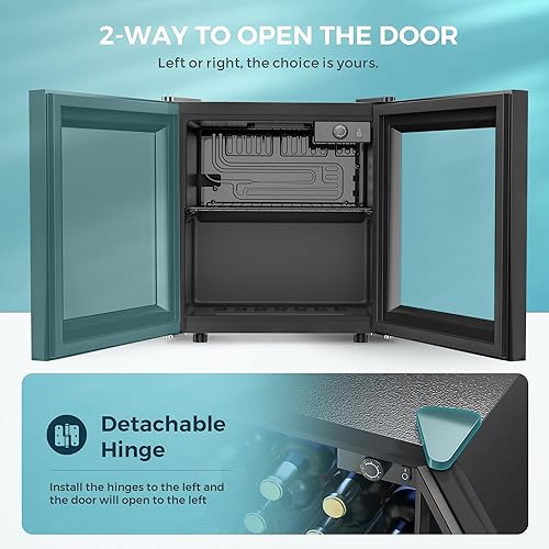 Miniatura 3 de EUHOMY Refrigerador de bebidas para 55 latas, mini refrigerador con puerta de vidrio para bebidas de cerveza, vinos, refrigerador de bebidas de