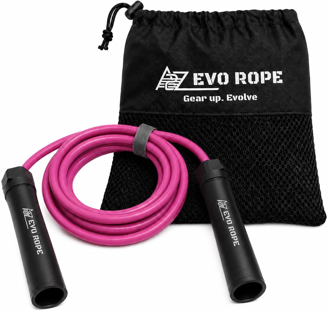 Evo Rope | 1.1LB Weighted Jump Rope for Women & Men – Adjustable 10mm Heavy PVC Skipping Rope for Fitness, Ideal for High-Intensity Training, MMA, Boxing, CrossFit, Weight-loss Workouts