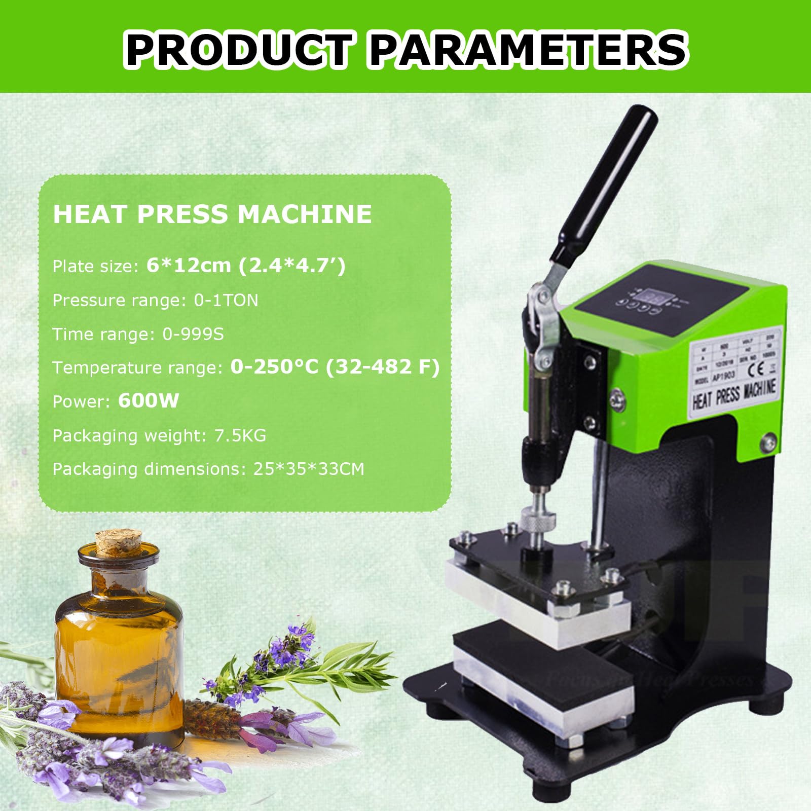 Macchina da pressa Portatile, 600W Pressa Calore Colofonia Pressa Calore Manuale Pressa Calore Portatile, 0-250 ℃ Temperatura Regolabile, Perfetta per la casa