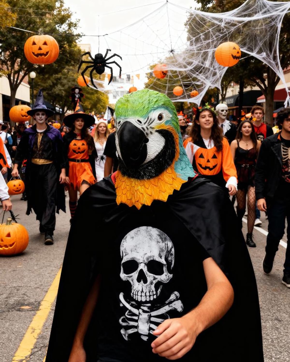 Maschera per pappagallo e costume per animali in lattice, traspirante, per carnevale, Halloween, design a piume 3D, per maschere e mercatini di Natale, per adulti (taglia unica)