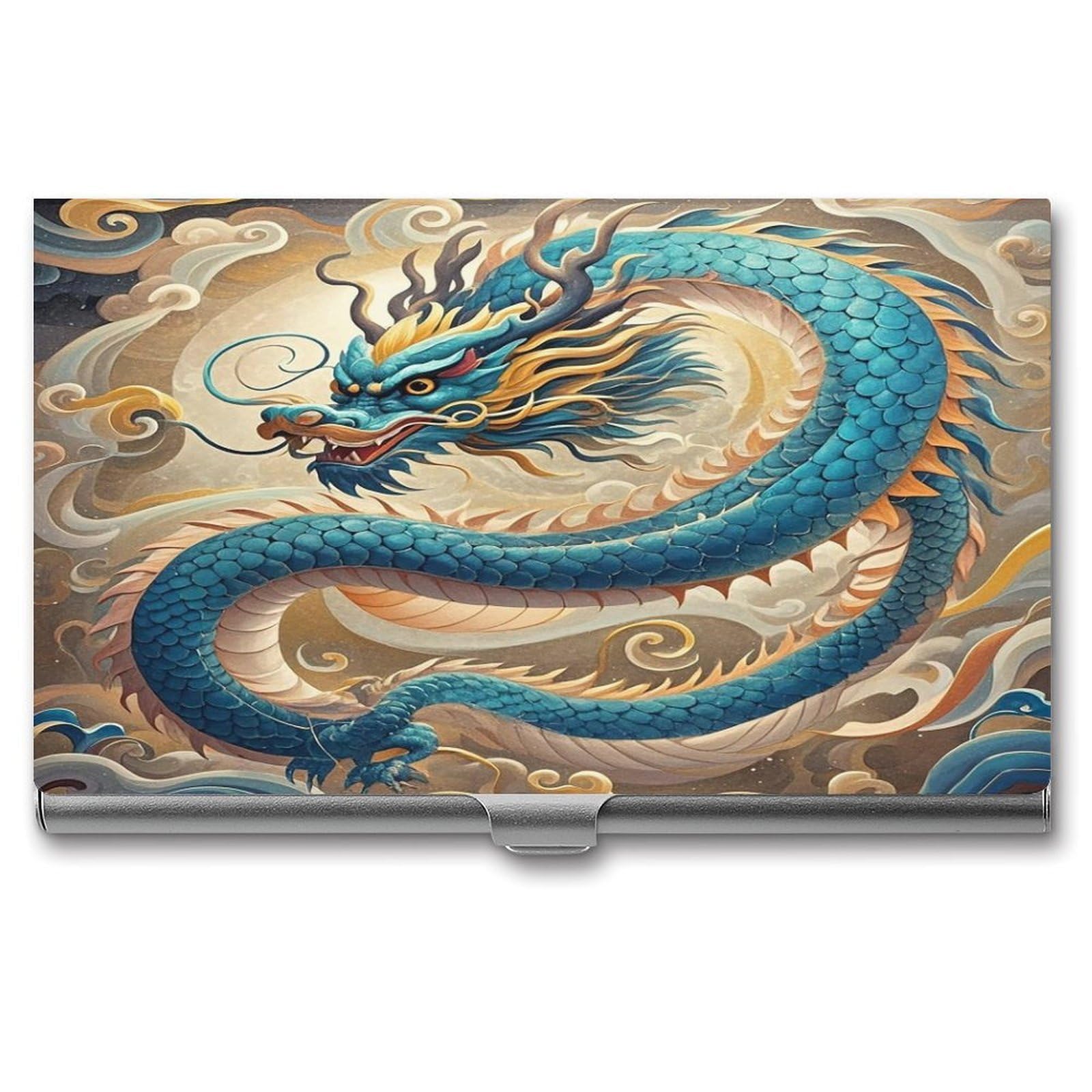 FekiLoot Dragon Business Card Holder Aluminum Alloy Business Card Case Convenient to Carry Business Card Dispenser for Men Women