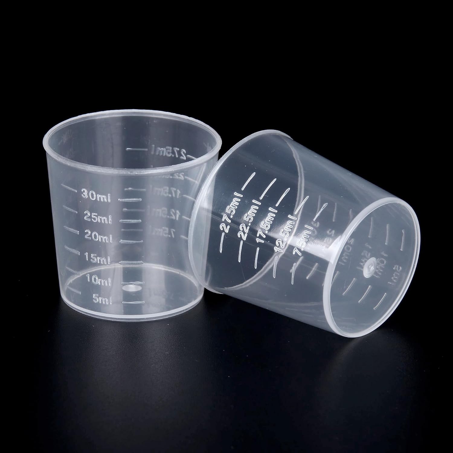 50 Pack 30ml/1.02oz Plastic Liquid Measuring Cups Transparent Mixing Cups Medicine Cups Lab Graduated Beakers Clear Measuring Jugs Set Medium Kitchen Baking Cooking Measure Tool Home