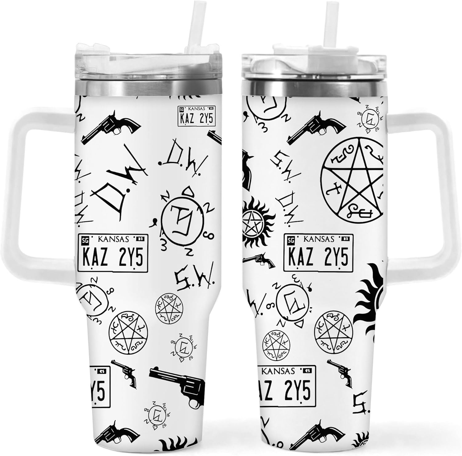 FOCIUZTA 40oz Supernatural Themed Stainless Steel Water Bottle - Festive Design Travel Tumbler for Christmas, Thanksgiving, Spring Festival, Uncharged Holiday Drinkware Gift