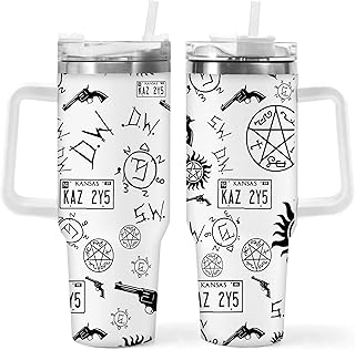 FOCIUZTA 40oz Supernatural Themed Stainless Steel Water Bottle - Festive Design Travel Tumbler for Christmas, Thanksgiving, Spring Festival, Uncharged Holiday Drinkware Gift