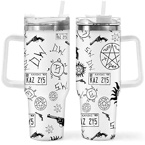FOCIUZTA 40oz Supernatural Themed Stainless Steel Water Bottle - Festive Design Travel Tumbler for Christmas Thanksgiving Spring Festival