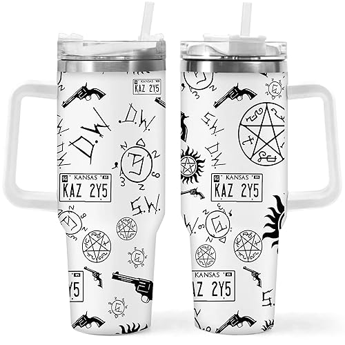FOCIUZTA 40oz Supernatural Themed Stainless Steel Water Bottle - Festive Design Travel Tumbler for Christmas, Thanksgiving, Spring Festival, Uncharged Holiday Drinkware Gift