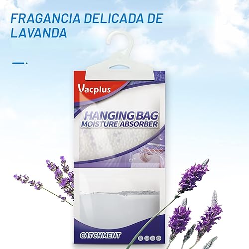 Miniatura 2 de Vacplus Absorbentes de humedad, bolsas deshumidificadoras de armario colgantes, paquetes de humedad, desecante, deshumidificadores de armario con
