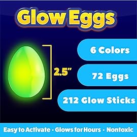 PartySticks 72 Easter Glow Eggs & 216 mini Glow Sticks 288pcs total, Glow-in-the-Dark Kids Teens Adults Easter Basket Stuffers Fillers Gift for Hunt Game, Party Favors, Boys Girls Classroom Prizes