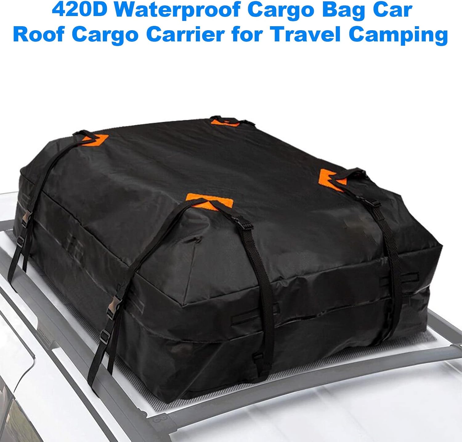 600D Waterproof Cargo Carrier Universal Luggage Bag Storage Cube Bag for Travel Camping, Black
