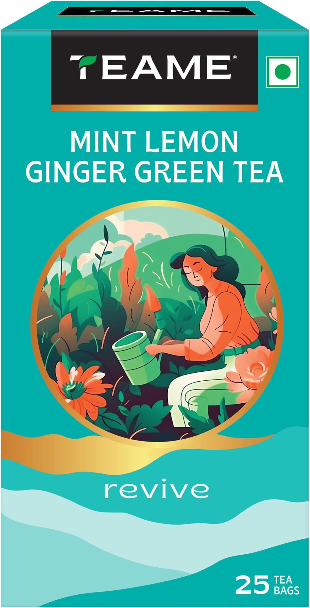 Green Tea Bags 25 pcs - Mint Lemon Ginger| Ginger, Mint & Lemon Green Tea Bags