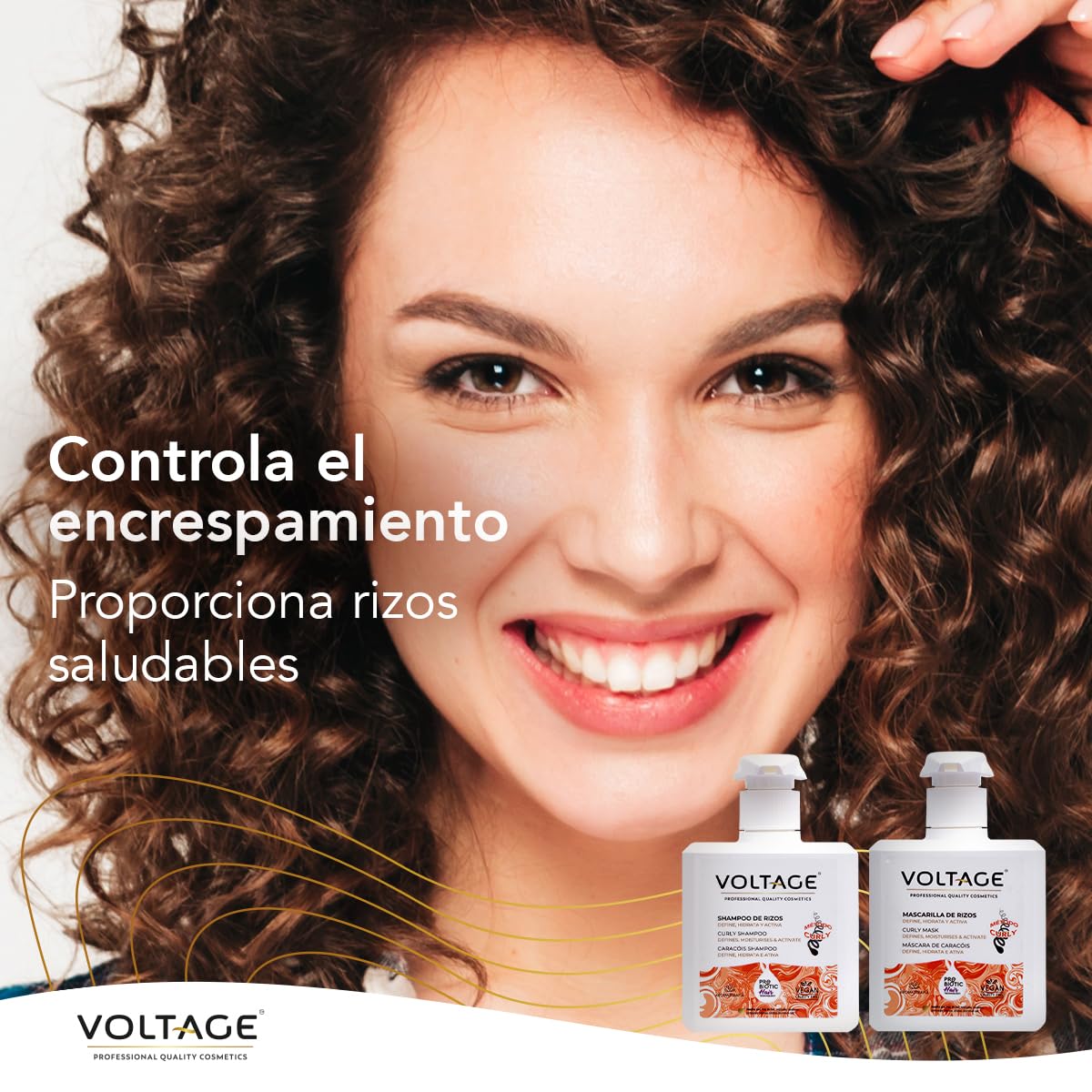Voltage Cosmetics - Pack Método Curly - Champú y Mascarilla Pelo - 500 ml cada uno - Previene el Efecto "Build Up" y el Frizz - Rizos Definidos - Tratamiento Hidratante Cabello