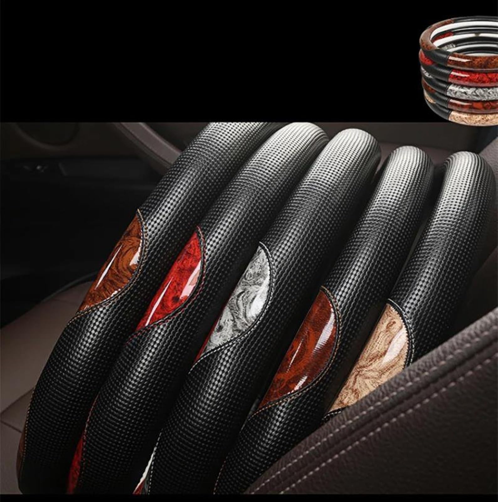 Coprivolante Per Interni Auto In Pelle Microfibra A Forma Di D Accessori Per Golf 7 Per Polo 2014 2015-2021(Titanium)
