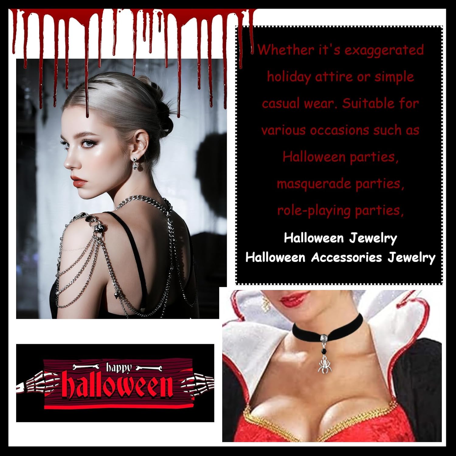 Black Choker Necklaces for Women Halloween Spider Charm Necklace Vintage Necklace Goth Accessories Gothic Jewelry - Image 4