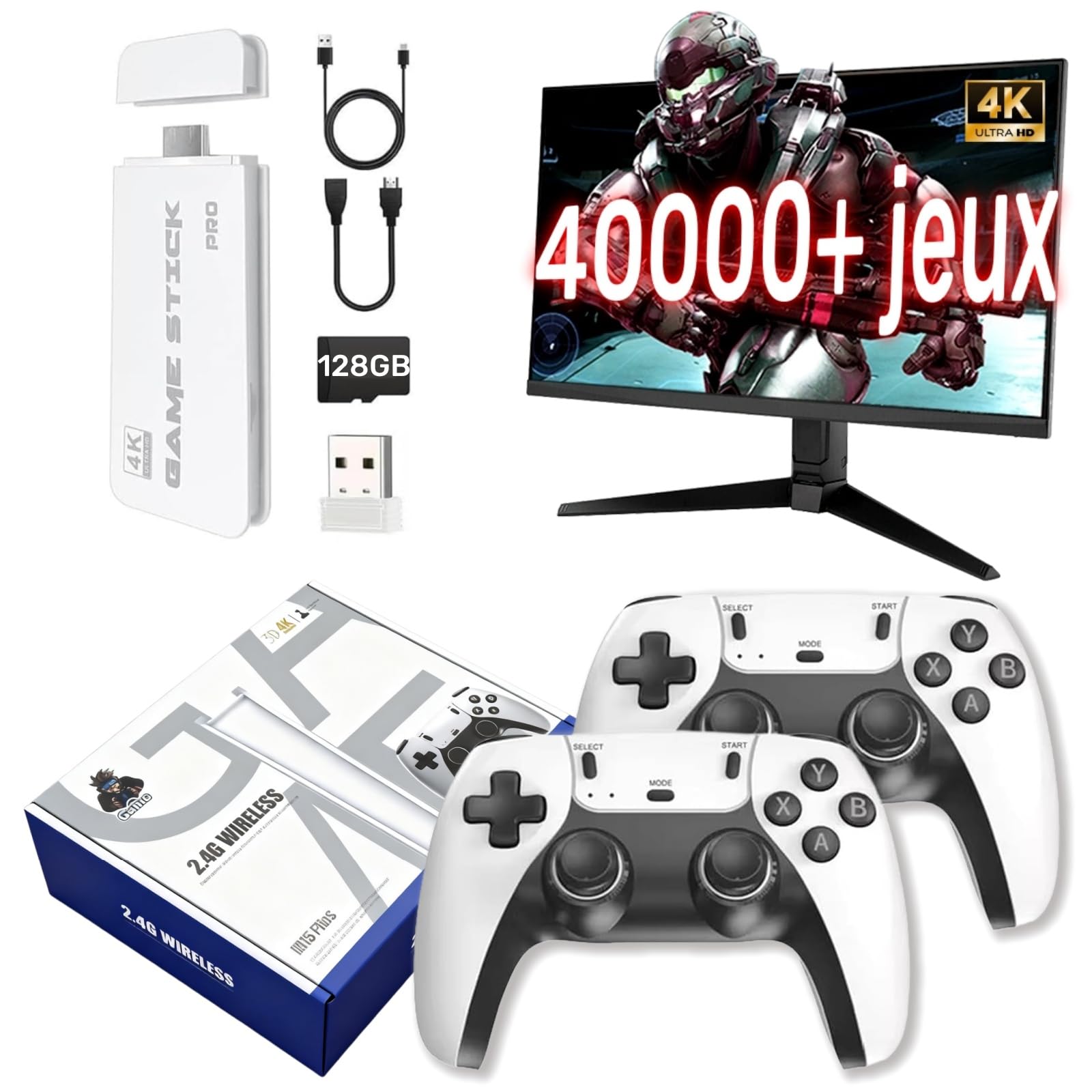 rexoplay - l'expérience rétro Gaming Ultime Console de Jeux rétro, avec HDMI 4K, 23 émulateurs intégrés, Plus de 40000 Jeux - Plug & Play avec manettes sans Fil Dual 2.4G