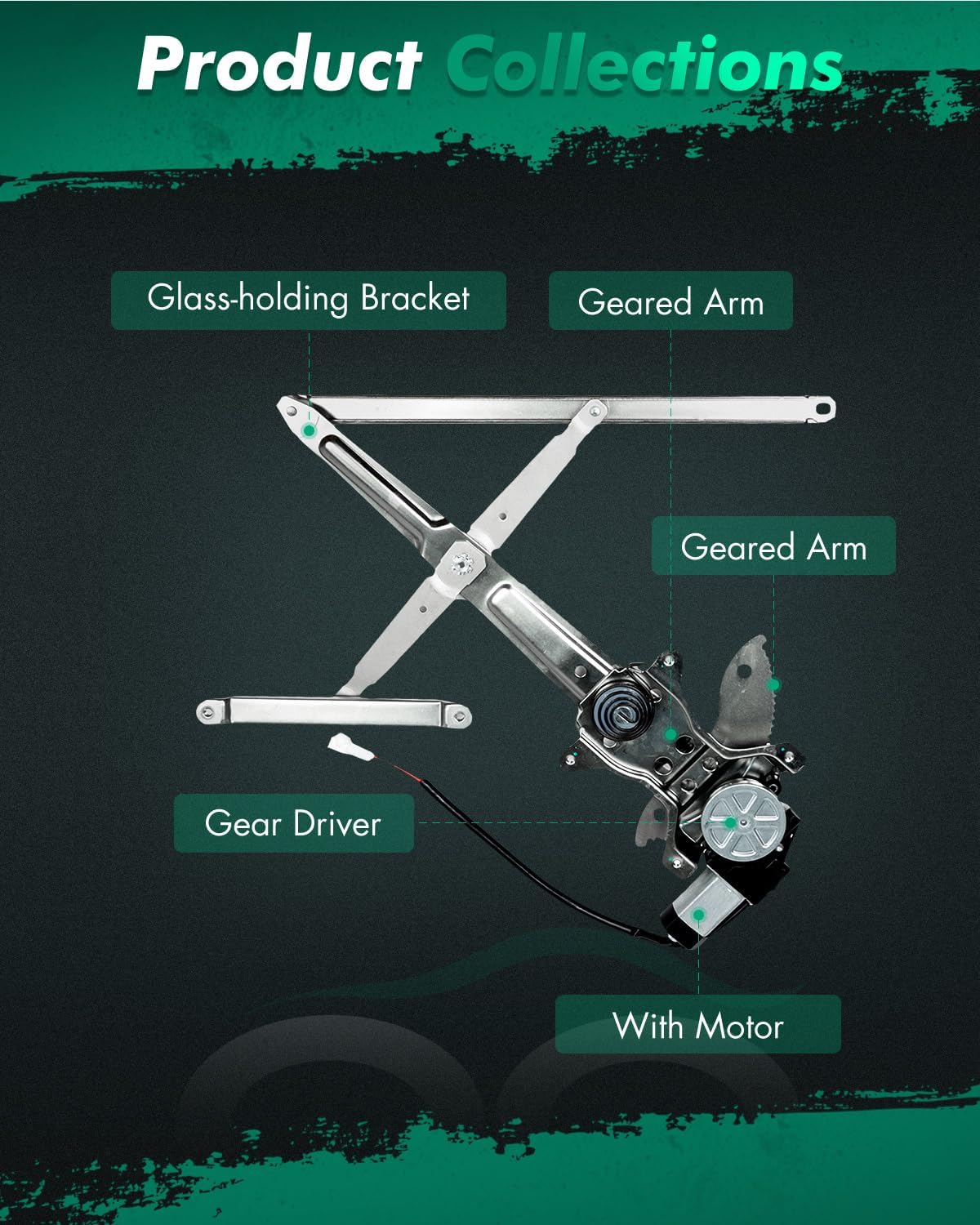 SCITOO Front Left Driver Side Power Window Regulator with Motor Replacement for 2000-2006 for Toyota Tundra,Replace 748-502,698020C010, 857200C010, 8572034030