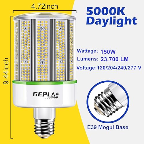 Miniatura 10 de Bombilla LED de mazorca de maíz de 400 W, bombillas de base Mogul E39, luz diurna de 5000 K, 56,000 lúmenes, equivalente a 1200 vatios