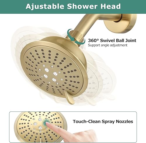 Miniatura 3 de PARLOS 1436708 - Grifo de ducha con válvula, kit de molduras de ducha de un solo mango con cabezal de ducha de limpieza táctil de 5 pulverizaciones,