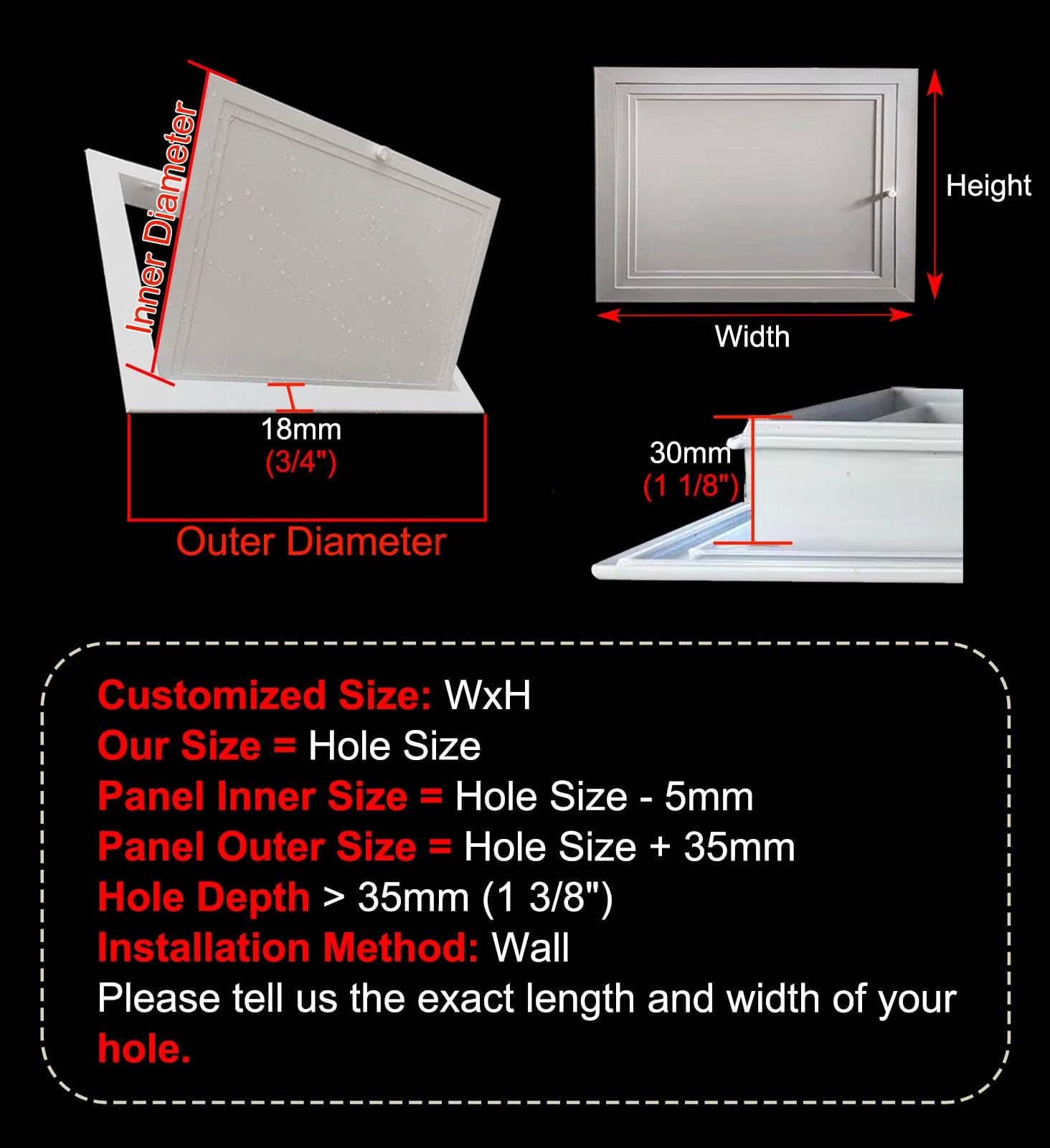 Pannello di accesso per bagno e cartongesso, porta di ispezione quadrata e rettangolare per parete e soffitto, facile installazione