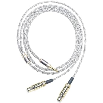 6N Single Crystal Silver Headphone Cable for Audeze LCD-X LCD-GX LCD-XC LCD-2 LCD-3 LCD-5 LCD-MX4 LCD-4Z MM-500 Elite Empyrean GRADO HP100se Signature S750 4Pin Mini XLR Upgrade Cable 4.4mm Plug