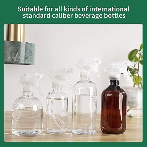 Miniatura 4 de HOMBYS Paquete de 4 pulverizadores de gatillo transparentes de repuesto con pulverizador de corriente de niebla para botellas de vidrio de 8 oz16