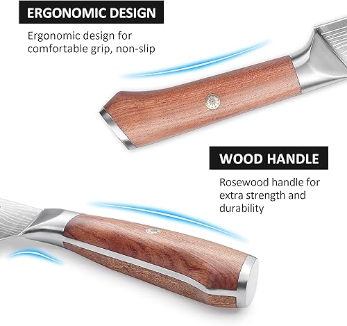 Miniatura 4 de YOTSUBA Juego de cuchillos de cocina con bloque, cuchillo afilado de acero inoxidable de alto carbono, con caja de regalo (juego de 8 cuchillos con