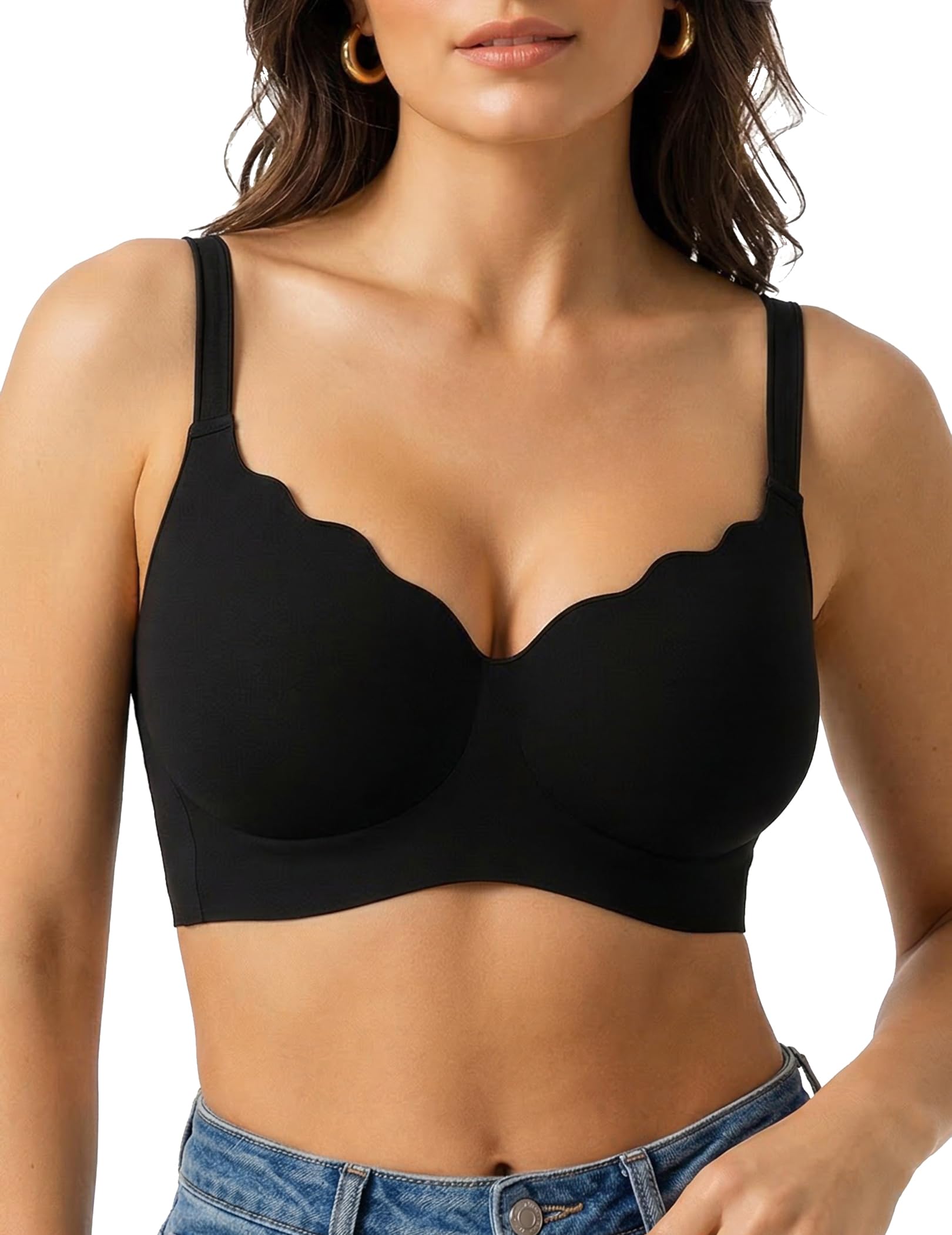 PoseFree BH Damen Ohne Bügel Seamless Push Up Creamy Fabrics Soft Komfort Jelly Bra Unsichtbarer T-Shirt Bügelloser BH