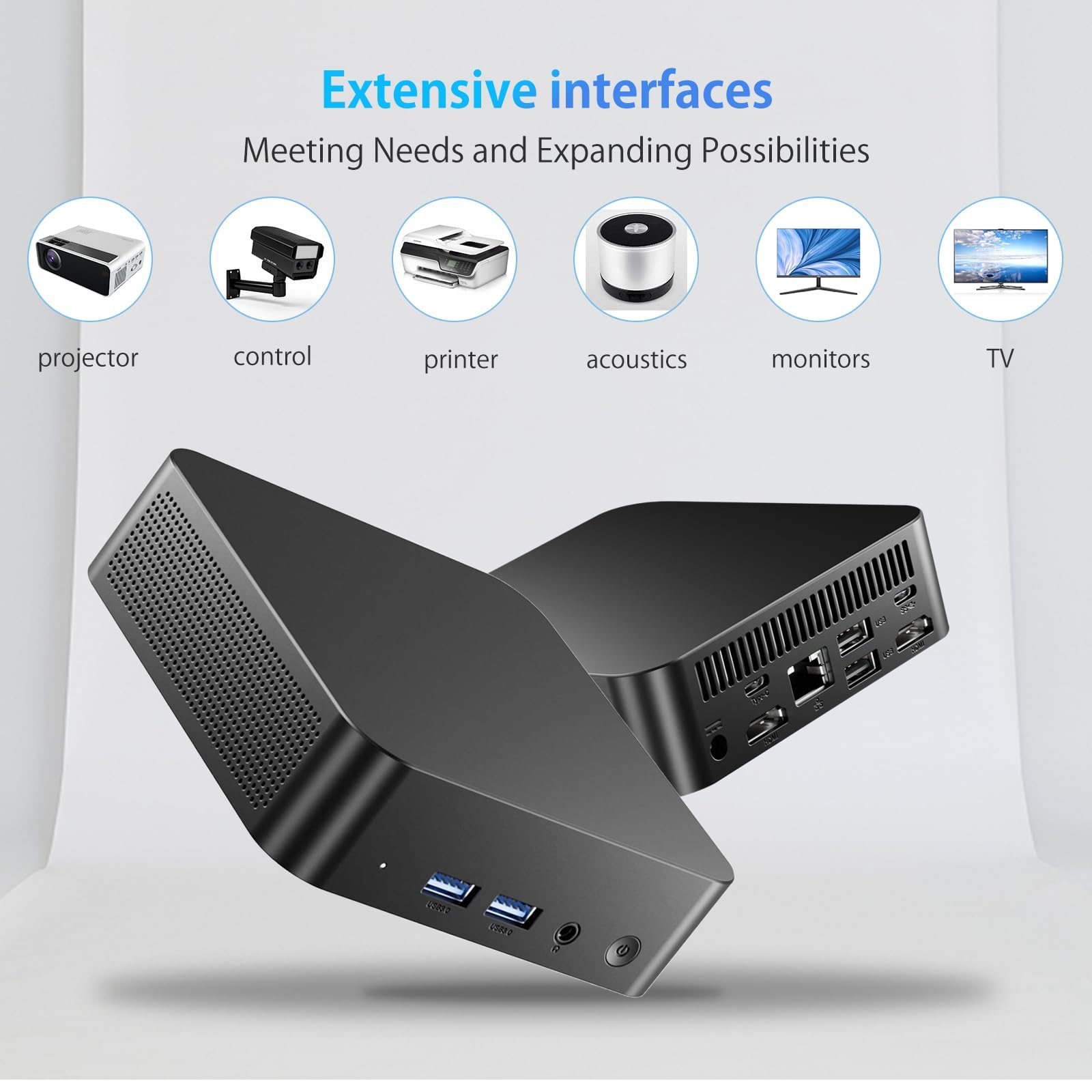 AskHand Mini PC Nth12-100 (4C/4T, 3.4GHz) 16GB DDR4 RAM 512GB SSD Windows11pro/ WIFI5/ Bluetooth 5.2/ RJ45/USB*4 / HDMI*2/USBC*2 Triple Display 4K@60Hz, Power Saving Mini Computer