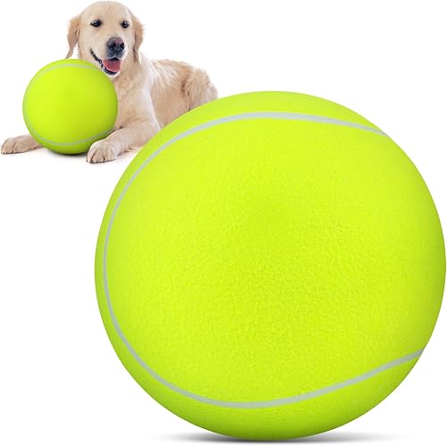 Miniatura 10 de QDAN Pelota de tenis gigante grande para perros: pelota grande de 9.5 pulgadas para perros para jugar al aire libre, pelotas de tenis grandes para