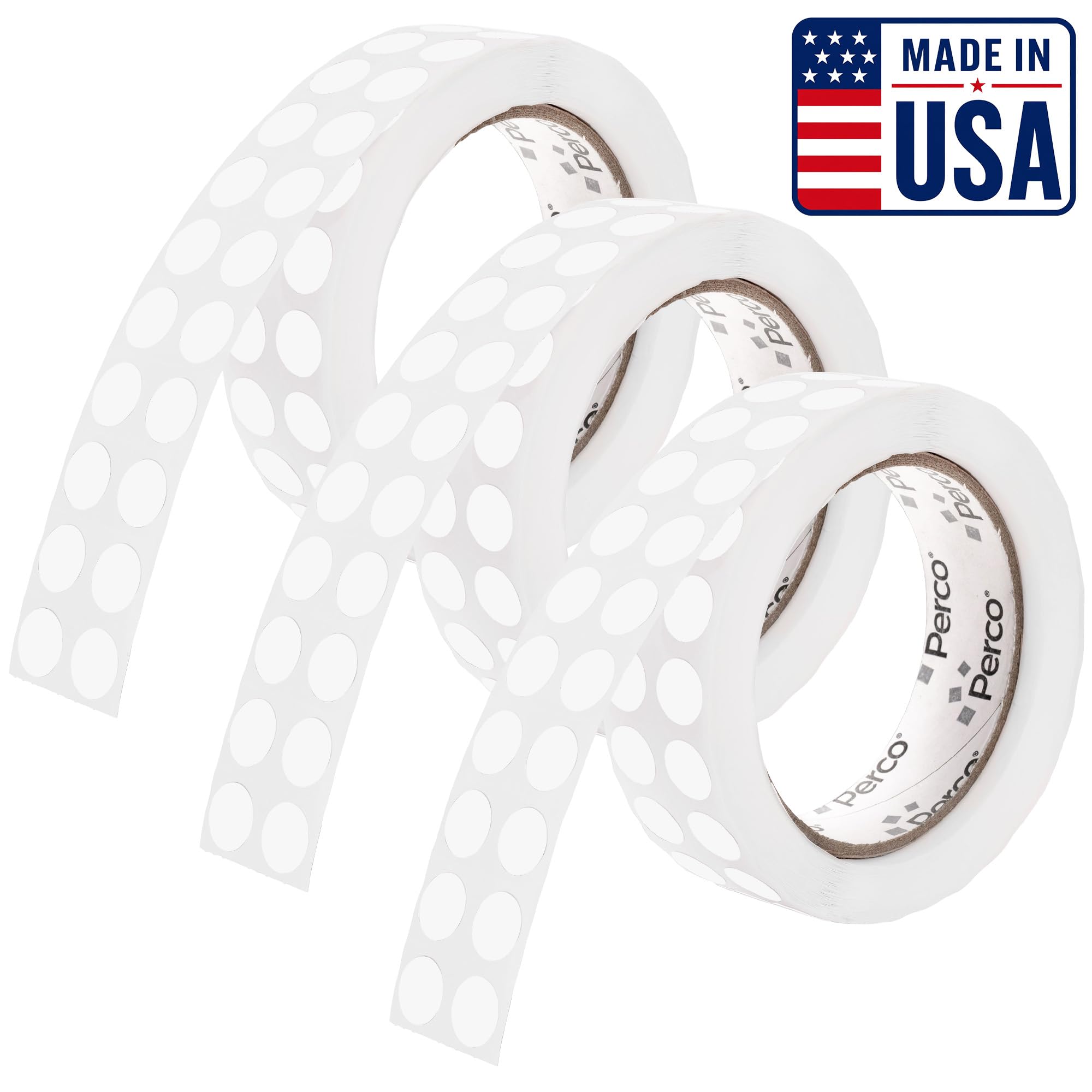Perco Clear Perforated Round Circle Dot Sticker 1/2-Inch Labels — 3 Rolls, 9,000 Stickers—Invitations, Packaging for Invisible Sealing, Barcode Overlay &amp; Discreet Labeling, Strong Adhesive—USA Made