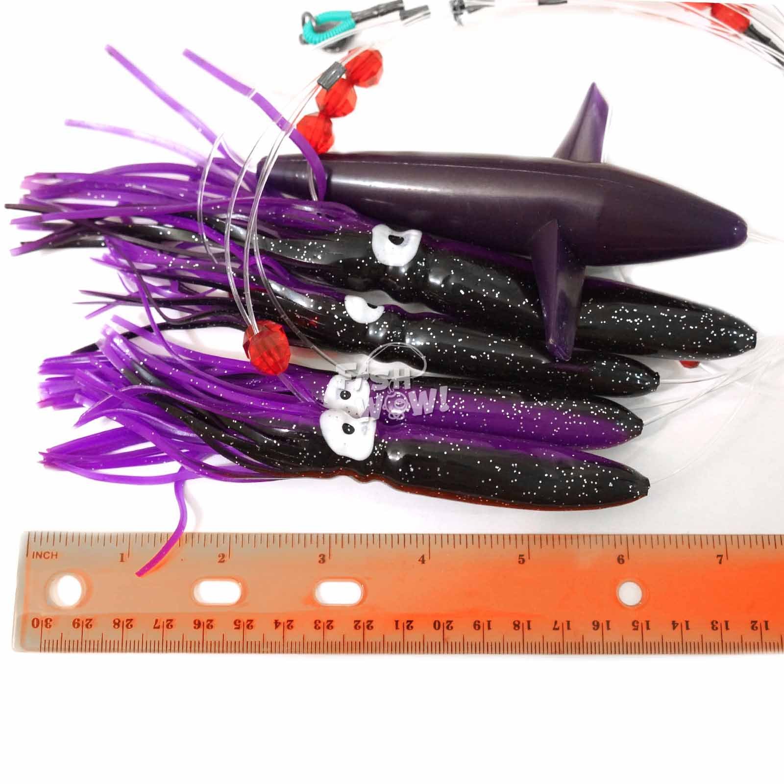 Daisy Bird Chain Squid Lure Rig Teaser Fish WOW!® Fishing Trolling - Purple Black
