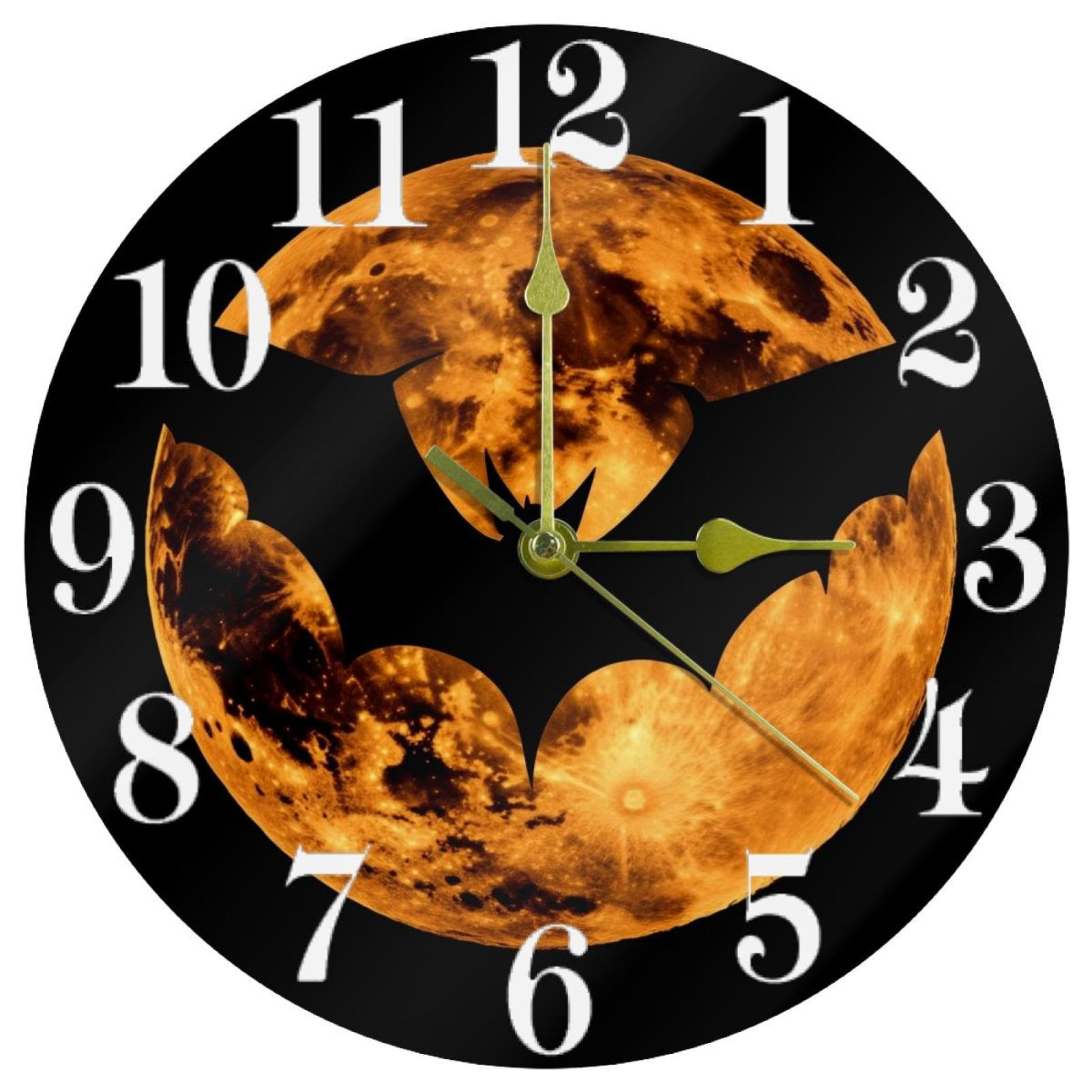 Horloge murale chauve-souris ronde et silencieuse pour salon