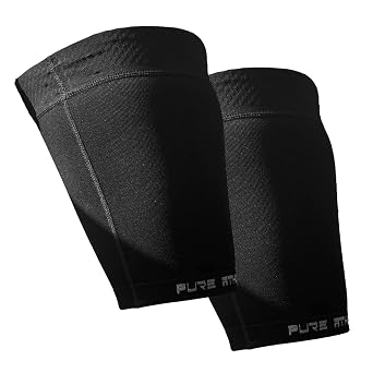 Thigh Compression Sleeve Hamstring, Quadriceps, Groin Pull and Strains Running, Basketball, Tennis, Soccer, Sports Athletic Thigh Support Single 2 Sleeves - Midnight Black, L