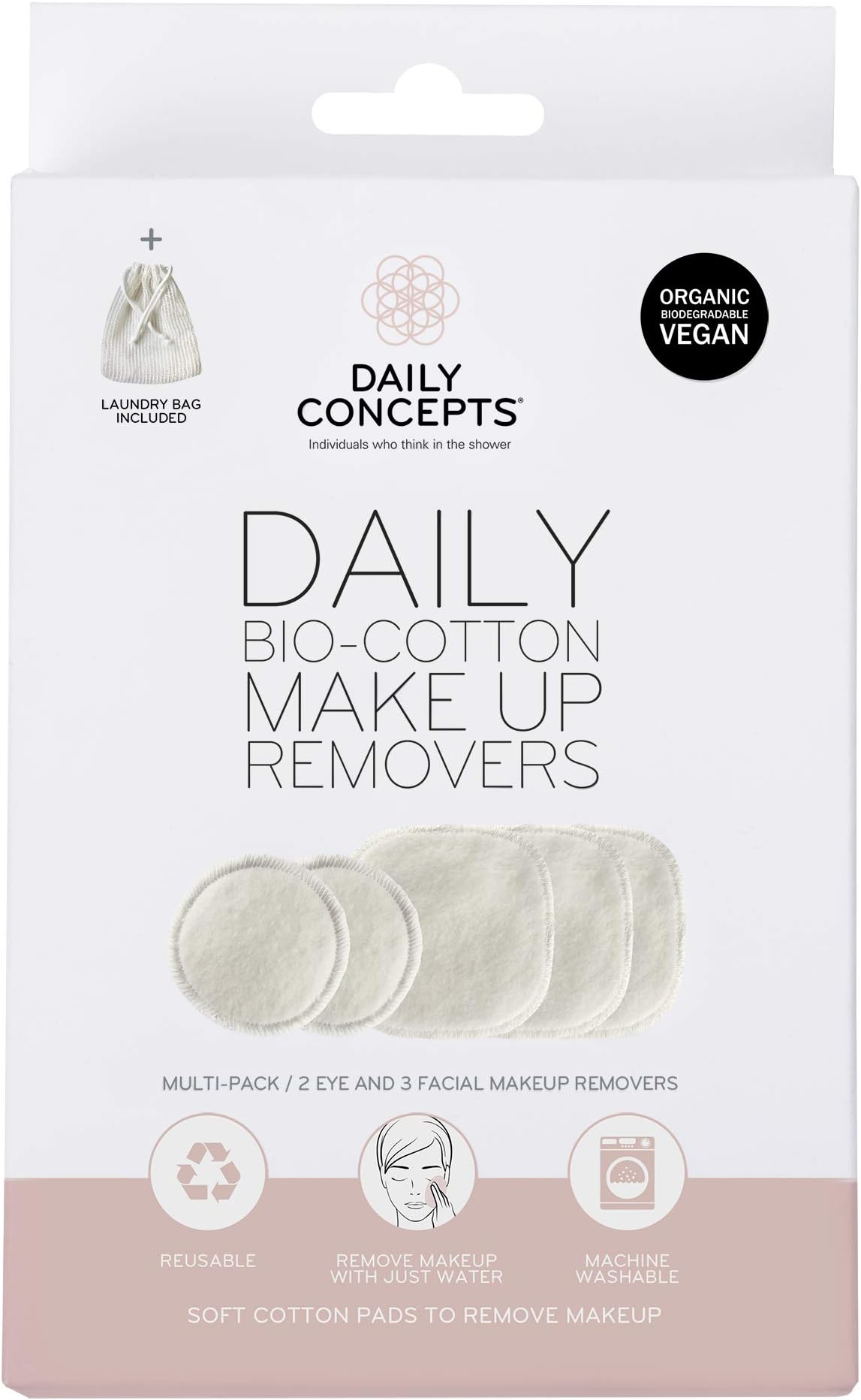 USA. Bio-Cotton Makeup Removers, Easy to remove makeup set, Reusable Make up eraser, Can remove waterproof makeup with 1 swipe