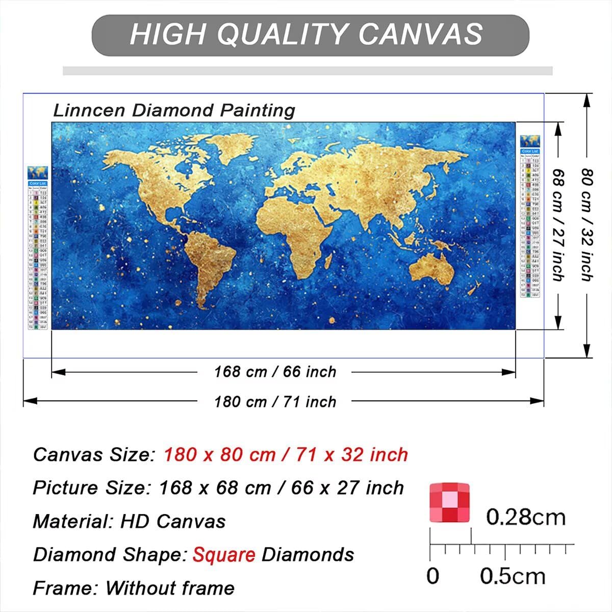 Karte Diamond Painting XXL 140x60cm, 5D Diamant Painting Bilder Abstrakt Muster, DIY Set Erwachsene mit Eckige Steine, Kreativ Set für Erwachsene, Herbstdeko, Geschenke für Frauen, Weihnachtsdeko S-54