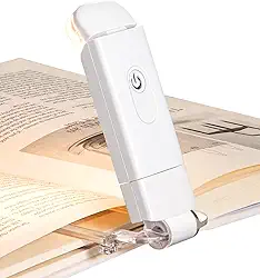 DEWENWILS Luz de Leitura Recarregável USB, Branco Quente 3000K, Clipe Ajustável, Leve e Portátil