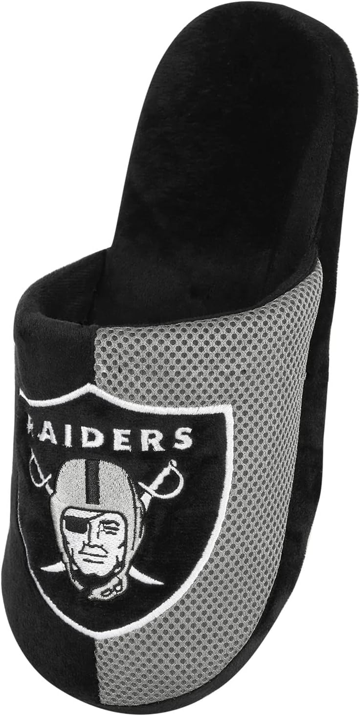 FOCO Boys NFL Team Logo Staycation Plush Slide Slippers
