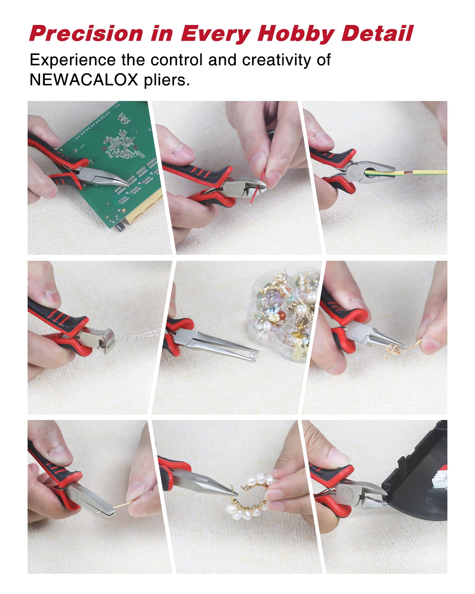 NEWACALOX Tangen voor het aken van sieraden ulti 8-delige tangenset