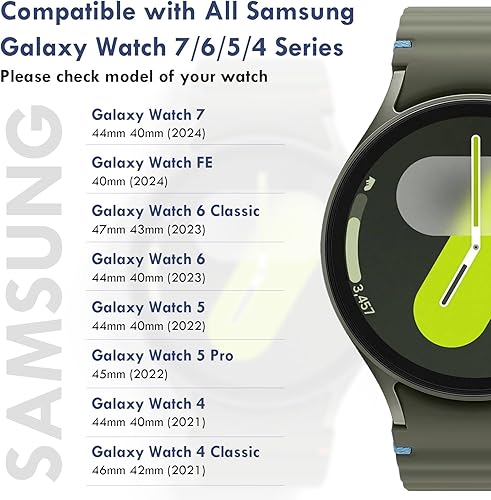 Miniatura 3 de Correas elásticas de reloj compatibles con Samsung Galaxy Watch 7654FE 1.575 in 1.732 inGalaxy Watch 6 Classic 1.693 in 1.850 inWatch 5 Pro 1.772