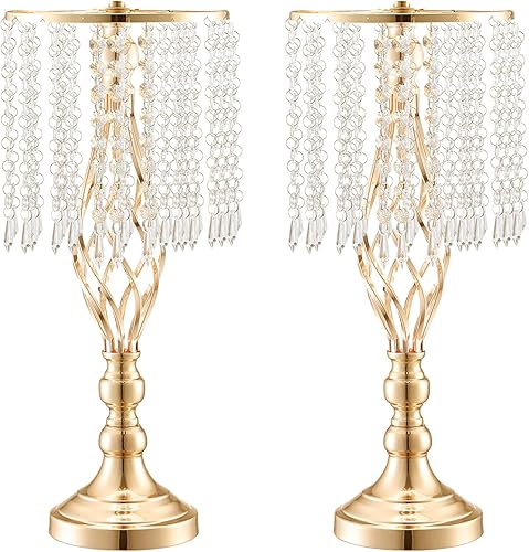 Vista 14 de VEVOR Centro de Mesa de Boda de Metal Dorado, Candelabro, 20 Piezas 58cm/22.83