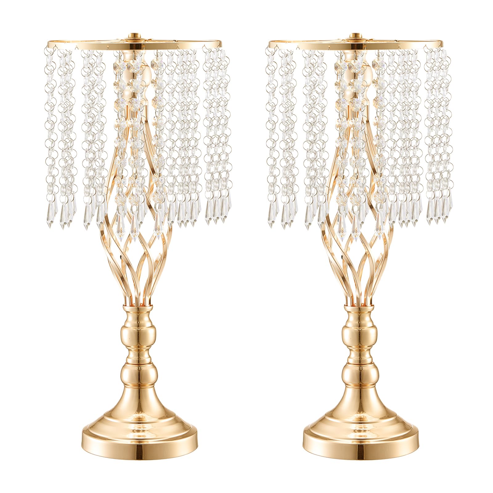 VEVOR 12 STK 49 cm hoher Blumenständer aus Kristallglas für Hochzeiten, Metallvase für Hochzeitsmittelstücke, goldene Blumenhalter, Blumenständer für Tische, Hochzeitsessen, Partys