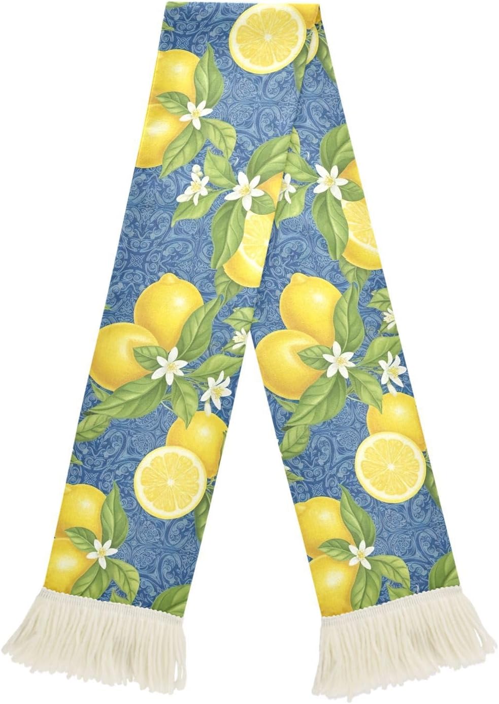 CHIFIGNO Yellow Lemon Blue Sports Fan Scarf for Games, Quick Dry Polyester Fabric for Wiping Sweat with Team Spirit Fringe