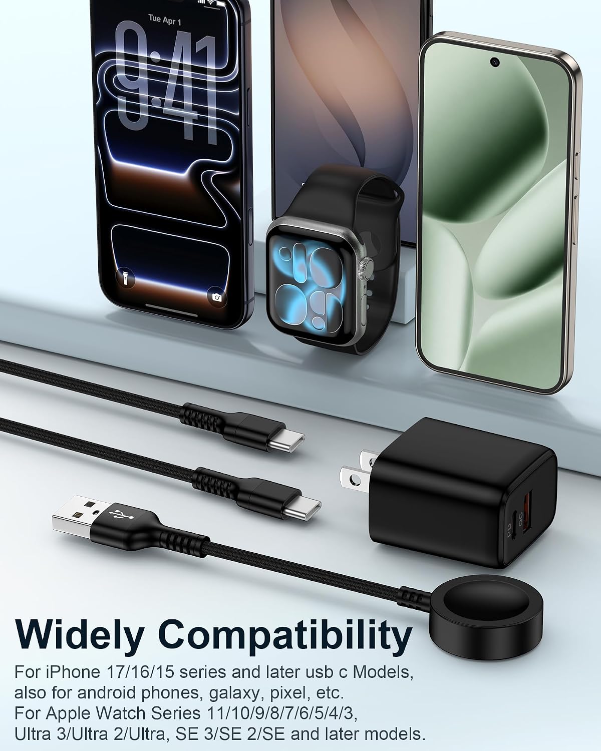 for Apple Watch Car Charger, Portable iWatch Charger USB to Magnetic Cord image 2