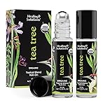 Healing Solutions (2 Pack) USDA Certified Organic Tea Tree Essential Oil Roll-On for Sleep & Skin - Body Oil Topical Applicator