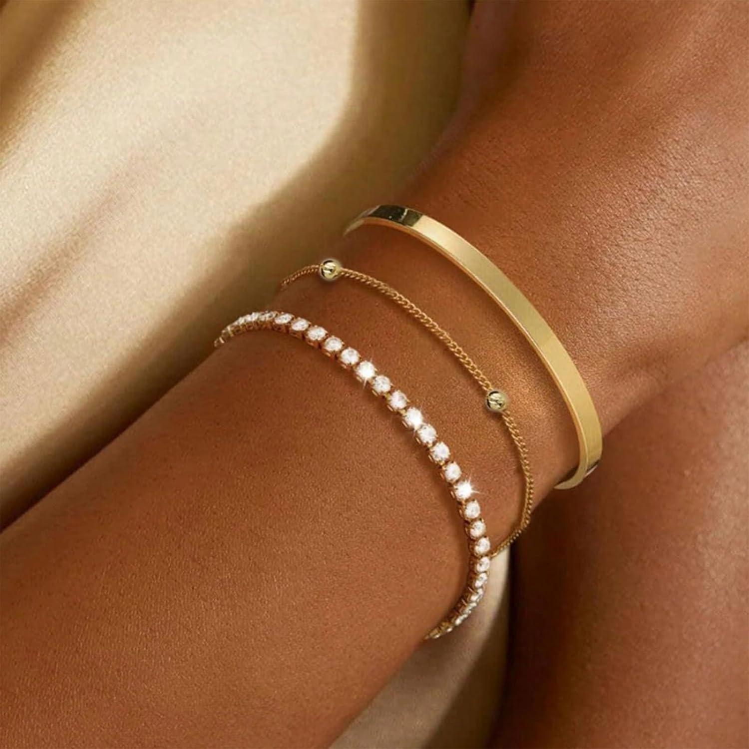 Shell Beach Bracelets for Women Gold Bracelet Stack Gold Bangles Rhinestone Boho Summer Beach Dainty Jewelry - Image 4