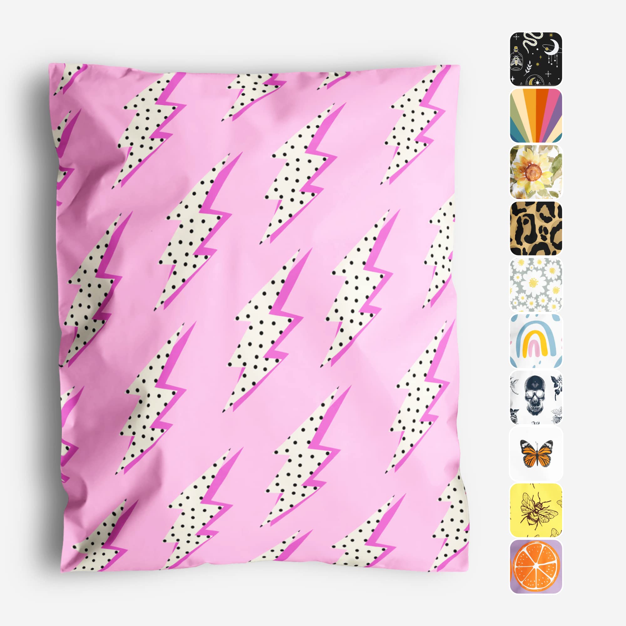 Shipping Bags Poly Mailers 10x13 – 100 Waterproof, Tear-Resistant Poly Bags for Shipping – Cute Packaging for Small Business – Lightweight Shipping Envelopes by Package Mint [Lightning Bolt]