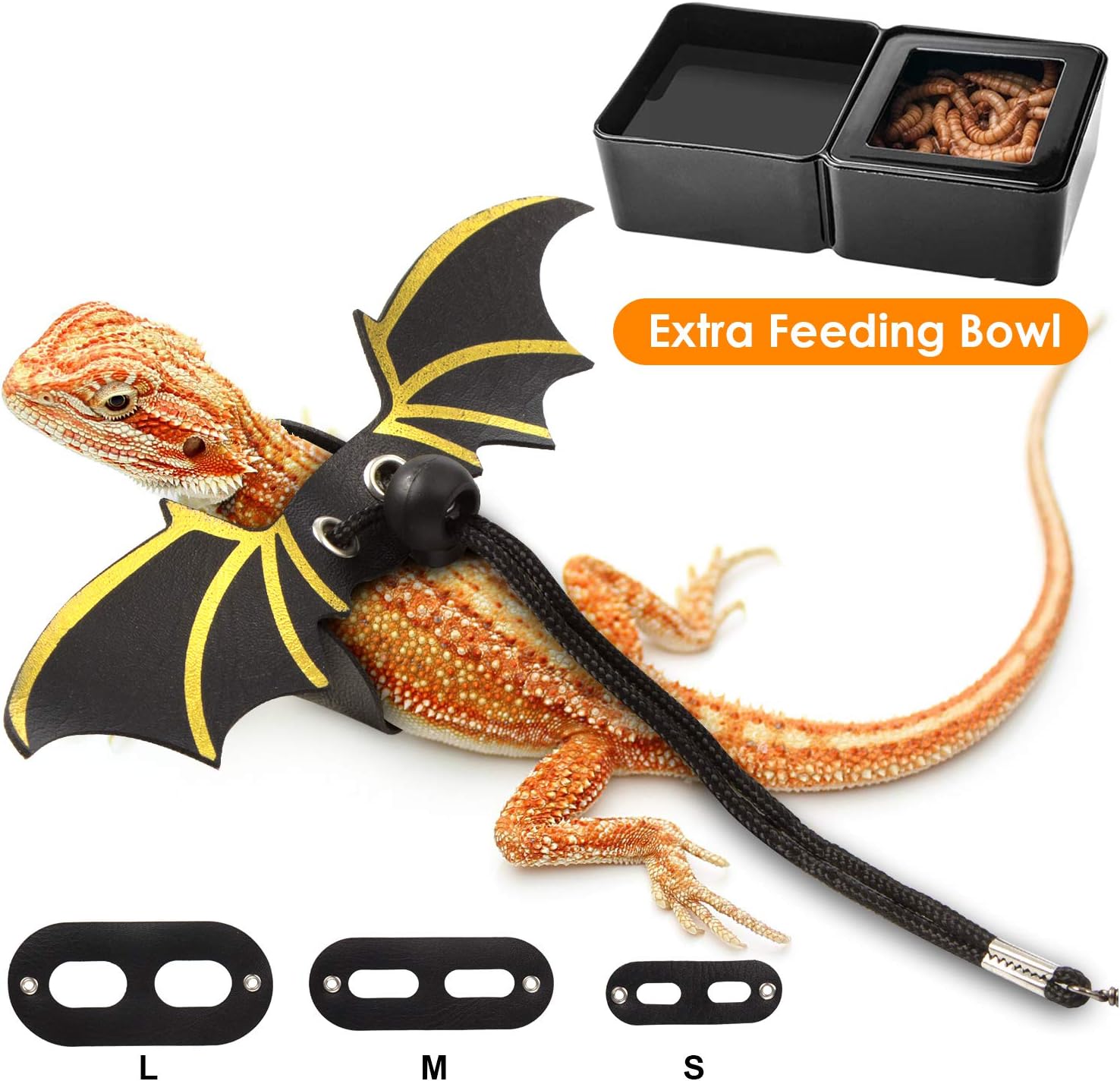 BELLISSI Lizard Leash with Wings Bearded Dragon Leash 3 Pack Reptile Harness Adjustable Leopard Gecko Leash Accessories Supplies with…