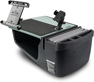 AutoExec Efficiency GripMaster Car Desk for Your Vehicle Workstation and Mobile Office, Fog, with Tablet Mount and Phone Mount