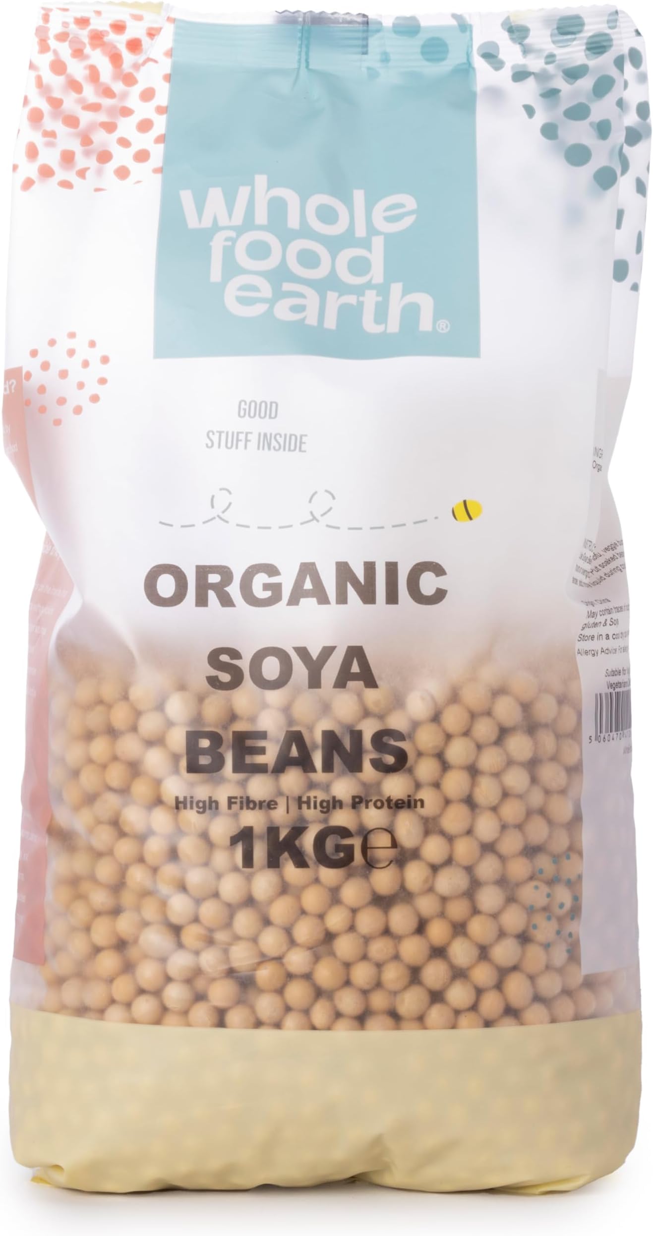Wholefood Earth Organic Soya Beans 1kg GMO Free | Vegan | High Fibre | High Protein | Certified Organic