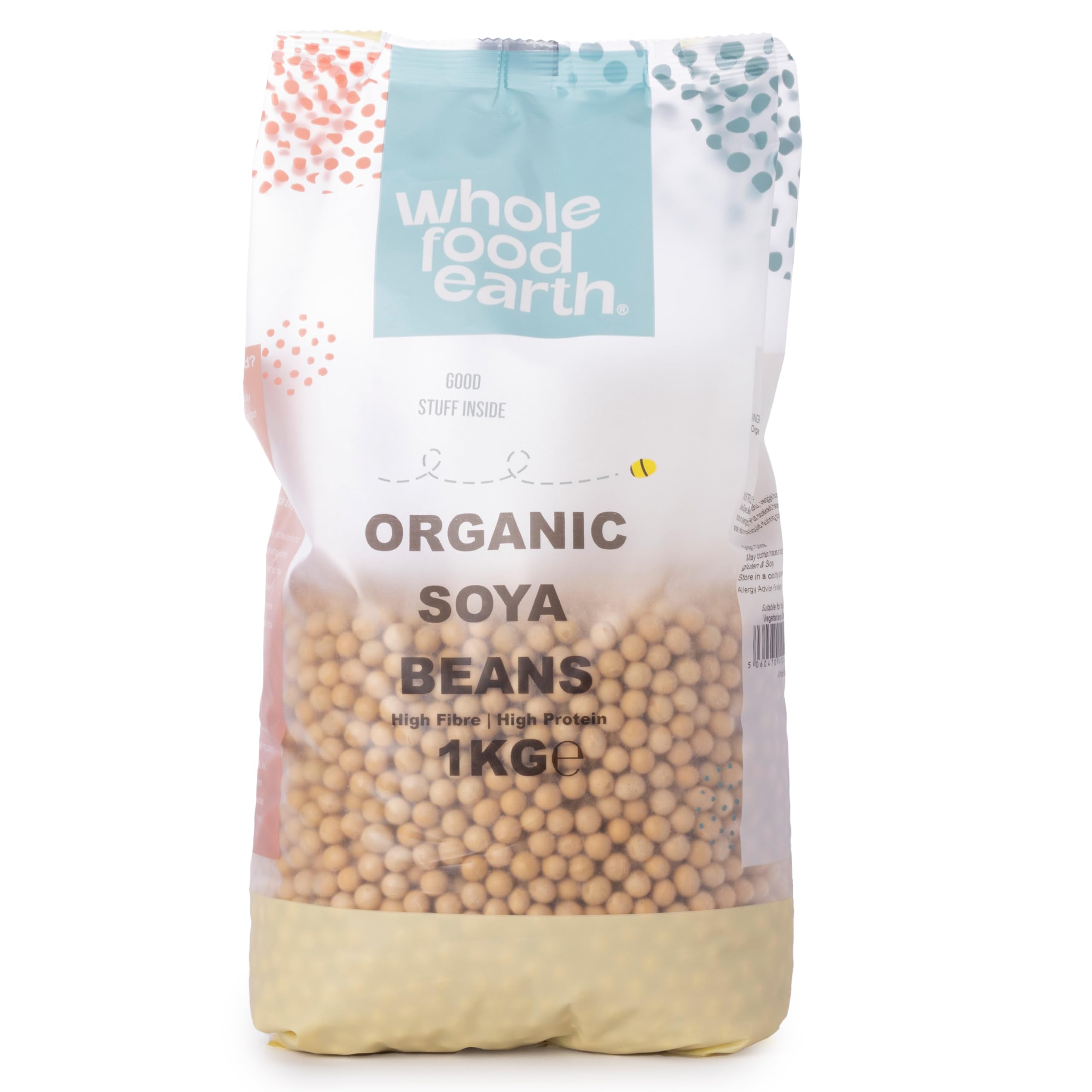 Wholefood Earth Organic Soya Beans 1kg GMO Free | Vegan | High Fibre | High Protein | Certified Organic