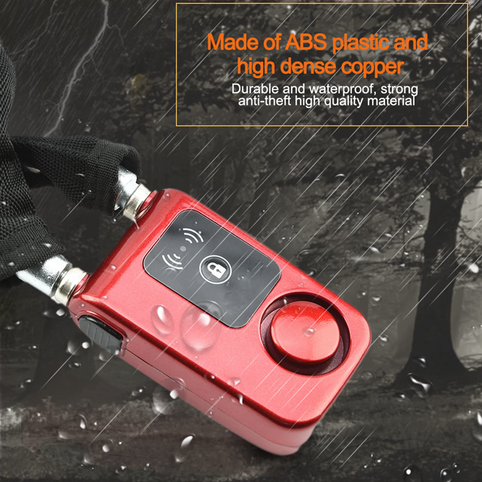 Y797G Lucchetto a Catena Bluetooth per Bicicletta Design Antifurto Impermeabile con Controllo Smartphone per Uso Esterno Rosso